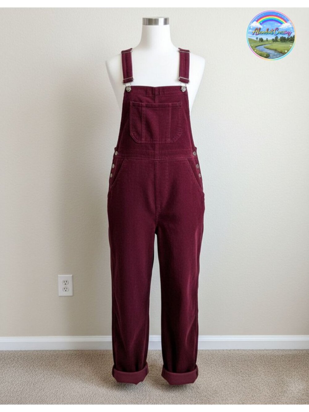 Corduroy Overalls Women Loose Fit Adjustable Straps Wide Leg Jumpsuit Pockets